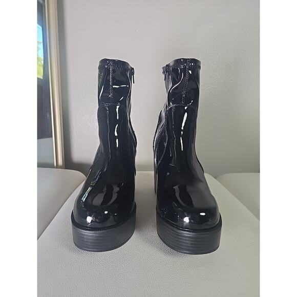 Soda Platform Patent Leather Boots Womens 10 Dominatrix Wet Goth Biker Club - Picture 3 of 7